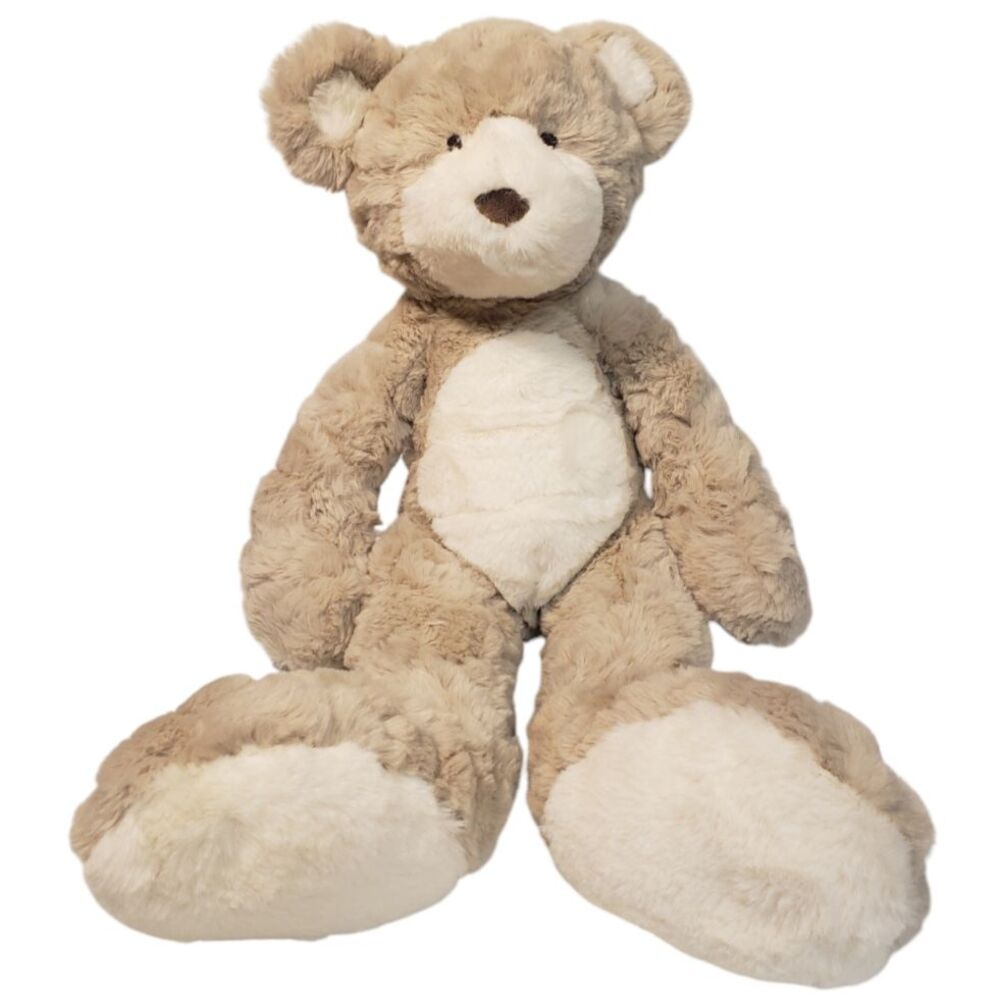 mudpie Teddy Bear Lg Feet 20" Tall Very Soft Tan Brown and Cream Sewn Eyes Nose